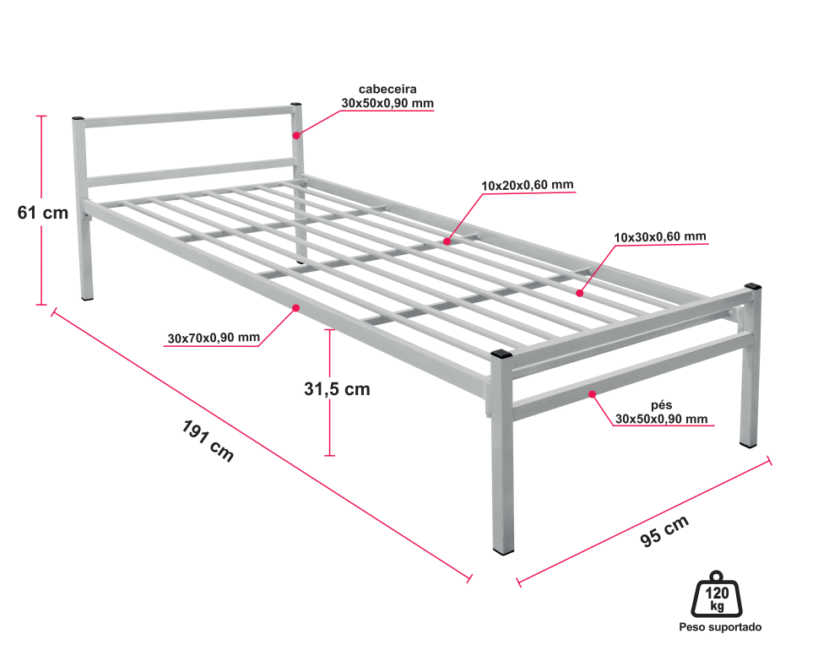 Cama de Aço Solteiro - Image 3